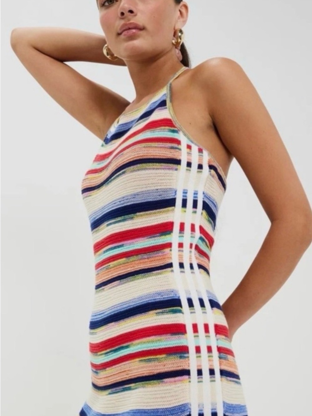 adidas Originals Multicolor Striped Knit Halter Mini Dress size XL